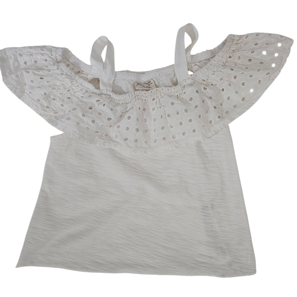 Zara White Eyelet Ruffle Girls Sleeveless Top Size 5
